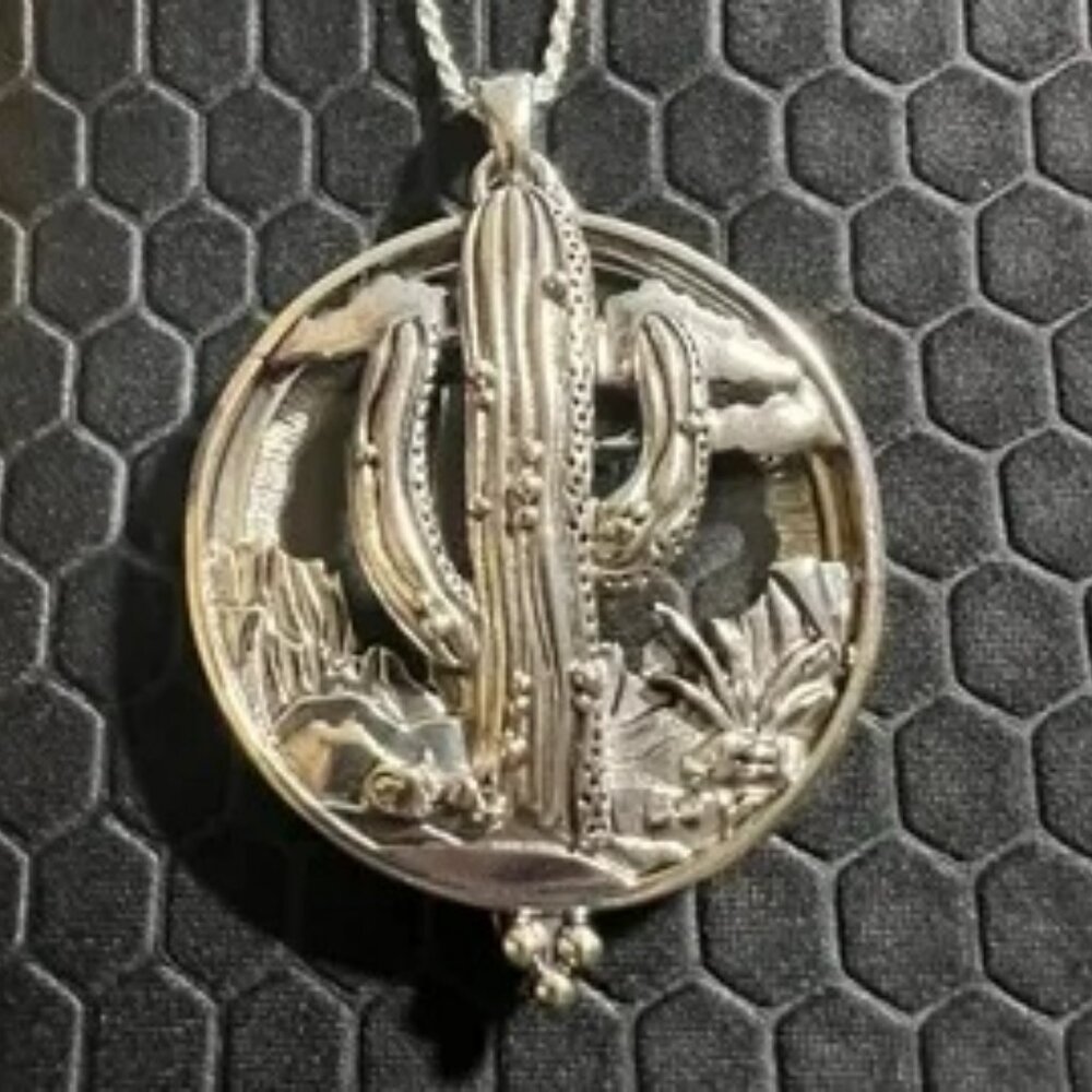 Cactus Locket 18K White Gold Plated-Not in Stock